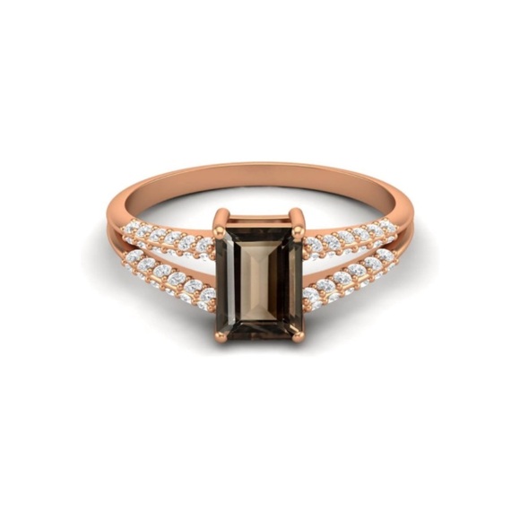 14k Vermeil Gold Natural Chocolate Quartz Ring - Picture 1 of 6